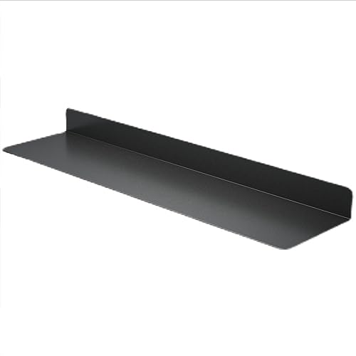 Estantes de pared flotantes LED con marco de metal iluminados para entrada, bar, sala de estar, baño, color negro, 80 x 20 x 6 cm, solución de almacenamiento iluminada para decoración del hogar