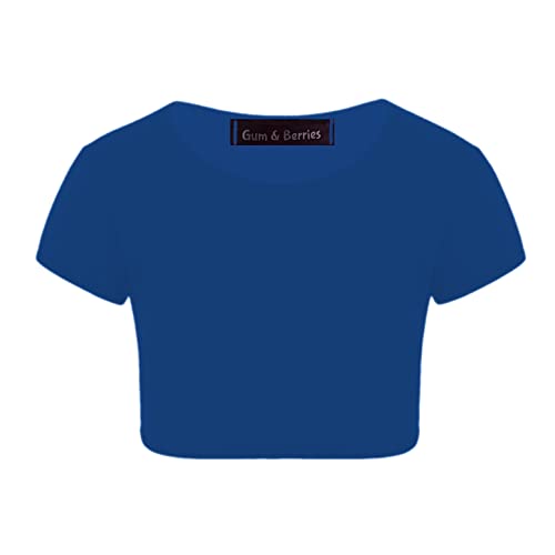 Image of Kids Girls Neon Fluorescent Plain Short Sleeve Crop Tops T-Shirt Tee Top Dance Wear Gymnastic Fancy Dress Age 3-14 Years