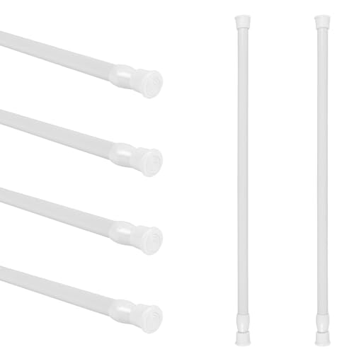 Minnhua 6 Piezas Barras de Cortina a Presión de 40–70 cm, Barra para Cortinas Extensible sin Taladrar, Barra Ajustable para Cortinas, Extensible, para Ventanas, Salón, Tienda, Armario