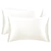 EXQ Home Satin Pillowcases Set of 2 for Hair and Skin King Size 20x40 Ivory Pillow Case with Envelope Closure (Anti Wrinkle,Hypoallergenic,Wash-Resistant)