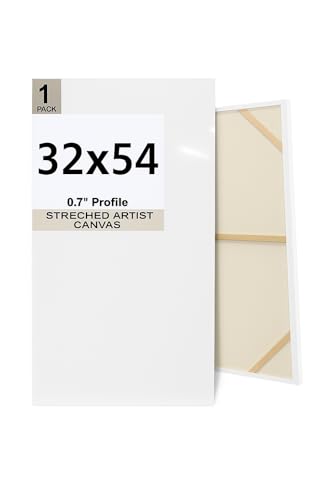 Premium Canvas for Painting - 36x48-32x46-32x50-32x54 Inch - 0.71 inch Thick - Backboard -Acrylic Oil Watercolor Art - XL - Extra Large - Professional Artist Quality White Blank (32x54)
