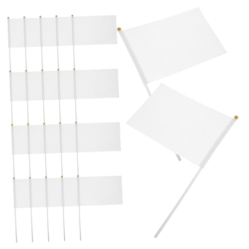SKISUNO Hand-cranked Flag Set 48pcs Waving Banner for Racing White Commanding Referee Flag for Sports Events