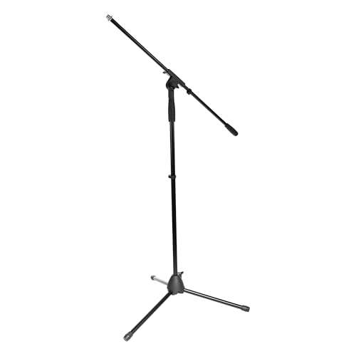 Pied de Micro Perche économique Noir. Plugger Studio PDM Eco Trépied Robuste et Stable. Pliable. Stand Micro réglable en Hauteur 95 à 165cm. Perche 80cm....