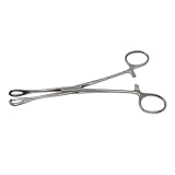 Foerster Sponge Forceps Straight + Curved Serrated Loop Jaws Surgical Holding Veterinary Instruments Body Piercing Locking Clamps, Stainless Steel (7" - Straight)