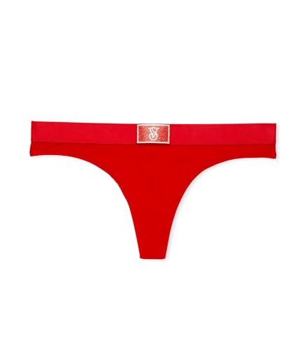Victoria's Secret Fashion Show '24 Women's Logo Cotton Shine Patch Thong Panty, Lipstick, Medium