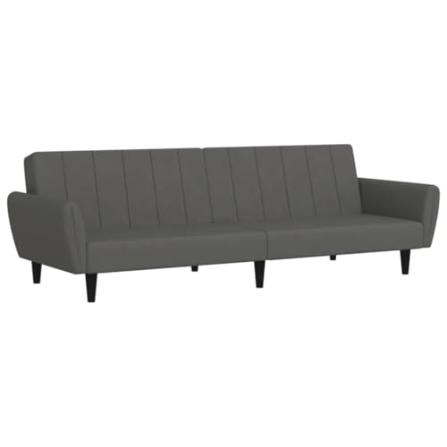Sofá cama de terciopelo gris oscuro de 2 plazas con respaldo ajustable de 220 cm 2
