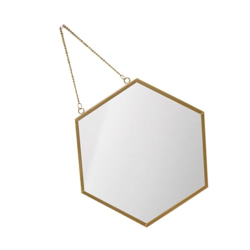 JECOMPRIS Espejo de Maquillaje Hexagonal Grande para Colgar Pared Espejo de Cristal y Metal para Baño Decoración Creativa de Pared Resistente al Desgaste Adecuado para Baño y Tocador