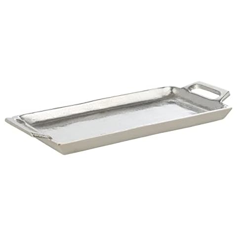 EGLO LIVING Dekotablett Savant, Tablett mit Griff zum Dekorieren, Deko Serviertablett rechteckig aus Metall in Nickel Cover