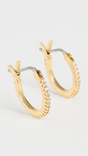 gorjana - Madison Shimmer Huggies 1/2" across - 18K Gold Plated - Studded Mini Hoop Earrings with Cubic Zirconia - Surgical Steel Post with Hinge Closure - Lightweight & Comfortable2