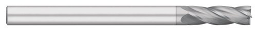 Titan TC97516 Solid Carbide End Mill, Extra Long Length, 4 Flute, Square End, 30 Degree Helix, TiCN Coated, 1/4