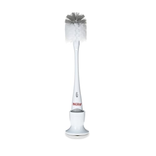 Image of Nuby 2-in-1 Bottle and Nipple Brush | Stand - Gray