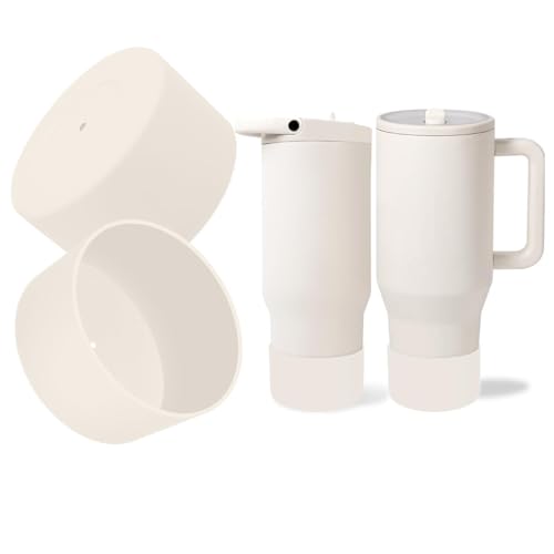 Kaitiaki 2PCS Silicone Boot for HydroJug Traveler 40oz & Sport 32oz, Protective Anti-Slip Bottom Sleeve for Hydrojug Stainless Steel Tumbler, Water Bottle Rubber Base Accessories BPA-Free (cream)