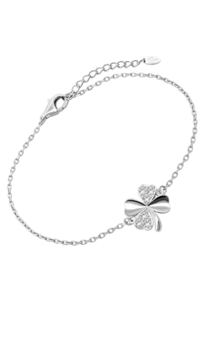 LOTUS SILVER Bracciale Donna Argento 925 LP3108-2/1 Quadrifoglio Portafortuna - Bracciale con Finitura Lucida e Raffinata - Ideale per Regalo di Compleanno