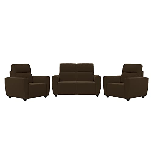 Image of Wakefit Sofa Set | 3 Year Warranty | Sofa 4 Seater, 4 Seater Sofa for Living Room, Wooden Sofa Set, Sofa Set 2+1+1 Seater - Belize(Malphino : Dark Earth)