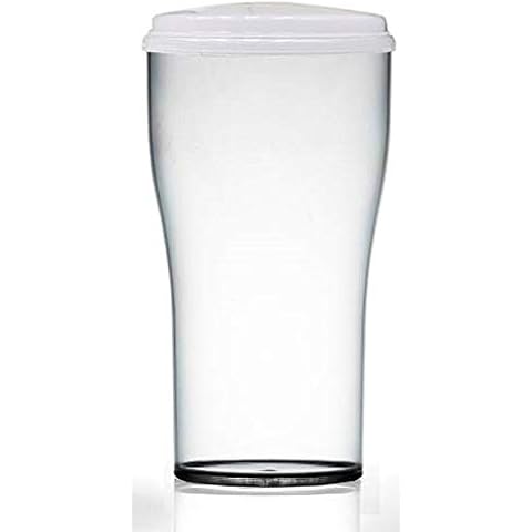 Single Elite Tulip 2 Pint CE Marked Polycarbonate Clear Glass with Lid Cover