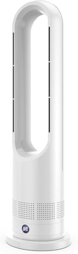 扇風機 タワーファン フ セラミックヒーター スリム扇風機【冷暖両用&羽根なし&DCモーター電気代節約】電気ファンヒーター 3段階暖風・8段階冷風切り替え 100°左右首振り 1-9Hタイマー設定可 転倒自動OFF 過熱保護 リモコン付き 省エネ 軽量 持
