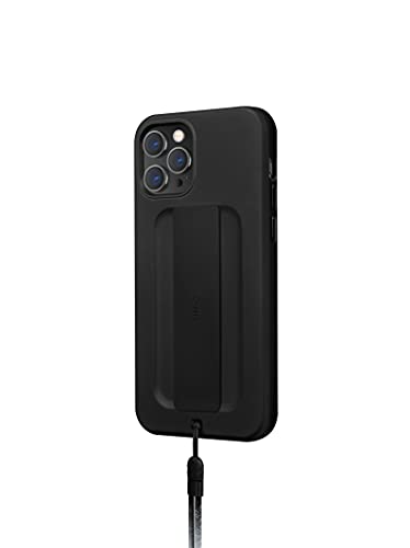UNIQ HELDRO - Coque de Protection Robuste avec Lanière de Maintien et Sangle Solide - Résistance aux Chutes et aux chocs (iPhone 12 Pro Max, Black)