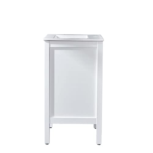Delavin 24" Modern Single Floor Bathroom Vanity And Sink Combo, White Rectangle Ceramic Vessel Sink, Freestanding Wood Bathroom Storage Cabinet With 2 Doors (White) #TOP7