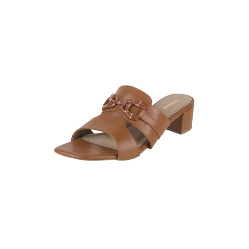 Image of Mochi Women Faux Leather Block Heel Slip-on Fashion Sandal