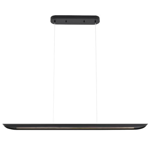 47" Modern Led Linear Pendant Light 36w Dimmable Ceiling Hanging Lights Wood Linear Chandeliers Office Lighting for Dining Room Kitchen Island Pool Table Light Living Room Bar Pendant Light Black