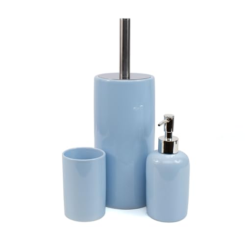 The Secret Home - Escobillero de Cerámica para Baño de Varias Piezas - Recipiente para Escobillas de Cerámica Ideal para Cuarto de Aseo - Organizador de Baño sin Instalación (Modelo 9-3 Piezas)