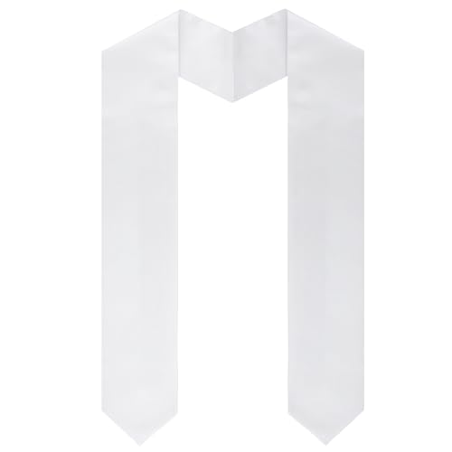 Graduation Stole White Stole Sublimation Plain Graduation Sash 70 Unisex Adults Custom Stoles for Graduation Class of 2026 for High School College Academic Commencements Choral Accessories