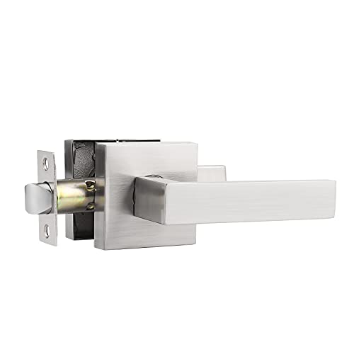 Probrico Passage Door Handle Interior Door Lever Satin Nickel,Keyless Features, Hall And Closet Lockset Handleset,Heavy Duty, 1 Pack #TOP14