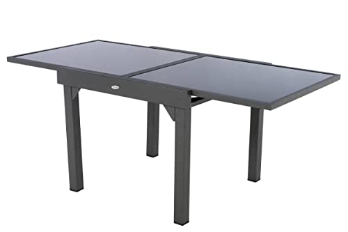 Hespéride - Table de Jardin Extensible Piazza Gris Graphite - 8 Places - Aluminium Antirouille...