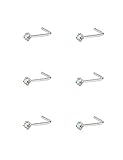 FANSING 6 piezas de acero quirúrgico/titanio para la nariz piercing para mujer, 22 g, 20 g, 18 g, Metal, Sin gemas.