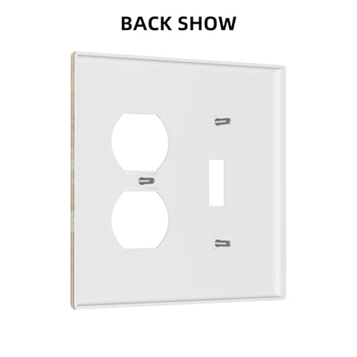 Decorative Outlet Covers Vintage White Flowers Birds on Golden Background 2 Gang Outlet Cover Wall Plate Single Toggle Duplex Light Switch Cover Plate Switch Plate Covers