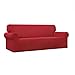 Easy-Going Stretch Sofa Slipcover 1-Piece Sofa Cover Furniture Protector Couch Soft with Elastic Bottom for Kids, Polyester Spandex Jacquard Fabric Small Checks (Sofa, Christmas Red)