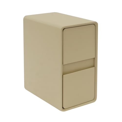 Brride Table de chevet étroite avec 2 tiroirs, table d'appoint sans installation, surface en cuir, table basse pour petits espaces, salon, chambre à coucher,...