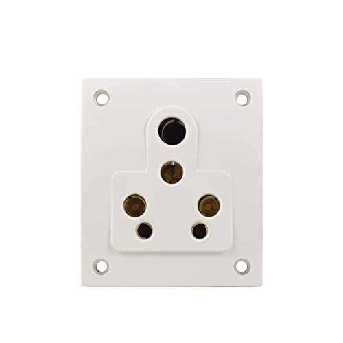 Image of Star 6 /16A 6 Pin Non Modular Electrical Multi Socket, White Colour,Polycarbonate Body, Porcelain Back,Heavy Duty,Suitable for Home & Office Use with Mounting Screws (10)
