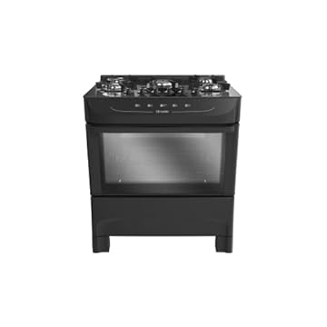 Fogão Mueller preto fosco 5 Bocas com mesa de vidro e acendimento Mfv5bb
