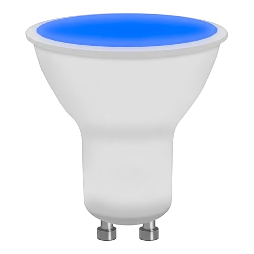 Planetitaly Lampadina LED GU10 6W Luce Blu, Faretto Colorato SMD ad Alta Diffusione, 230V, Fascio Luminoso 110°, Copertura Opaca, Ø 50mm, Ideale per Atmosfera e Decorazione Interni (blu)