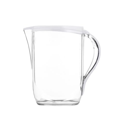 冷水筒 ドリンクピッチャー 大容量 飲料水バケット 冷水ボトル 茶ポットフルーツティーポット ウォーターピッチャー 広口で洗いやすい 冷蔵庫サイドポケット収納可能 お店用 家庭用 (ホワイト,2L)