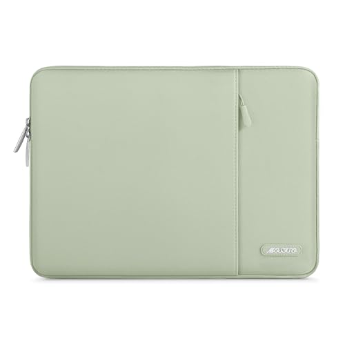 Image of MOSISO Laptop Case 14 inch, 14 inch Laptop Sleeve Compatible with HP Lenovo Dell ASUS Acer, HP Stream, Dell Latitude, Lenovo IdeaPad, Polyester Vertical Computer Sleeve Bag with Pocket, Sage Green