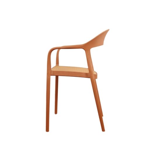 Image of Rattan Style Outdoor Chair | Set of 1 Brown Plastic Arm Chair for Garden, Balcony, Patio & Cafe | Lightweight Weather Resistant Seating | 3 Year Manufacturing Warranty