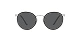Persol Unisex PO2422SJ Round Sunglasses, Silver/Matte Black/Grey, 51 mm