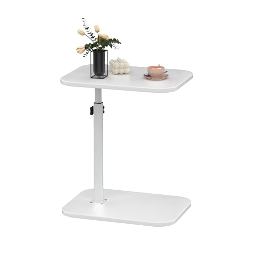 Table de lit mobile LANTUS au design épuré en C blanc pour salon et bureau - 8