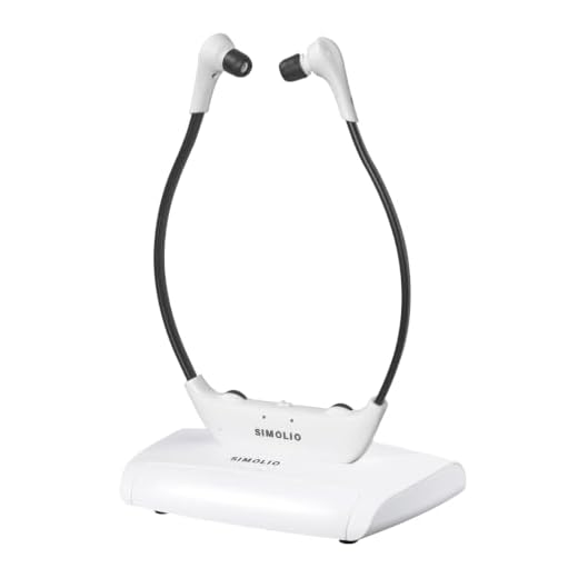 SIMOLIO 2.4G Analog Wireless TV Headsets with 100ft Transmit Range, No Pairing, No Delay, TV Voice Highlighting Headphones for Seniors, Wireless TV Headphones with Extra Soft Earbuds (SM-823 Pro)