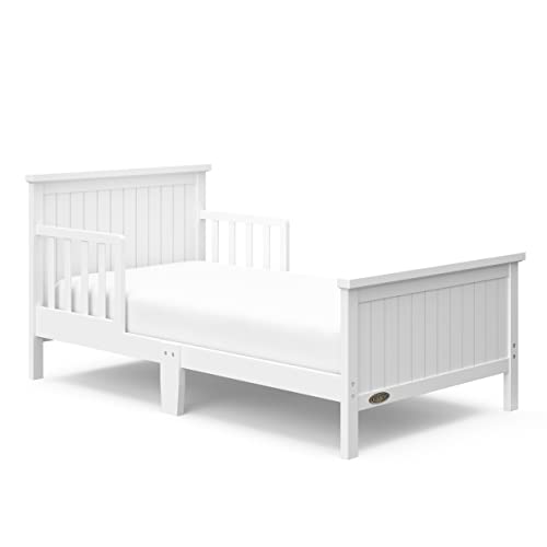Image of Graco Bailey Toddler Bed (White) - GREENGUARD Gold Certified, Fits Standard Full-Size Crib & Toddler Mattress, Toddler Safety Guardrails Included, Complete Design with Solid Headboard, Footboard