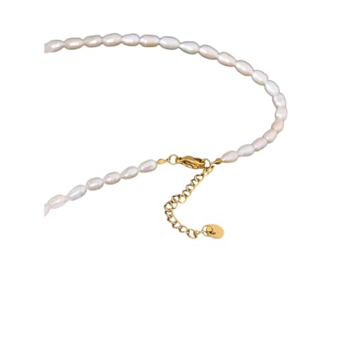 Collier perles naturelles lune acier inoxydable idée cadeau femme