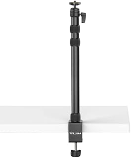 Camera Desk MountULANZI LS10 Table Stand with 1/4" Ball Head, 16"-33.8" Adjustable Light Stand, Tabletop C Clamp Arm for DSLR Camera, Ring Light, Live Streaming, Photo Video Shooting
