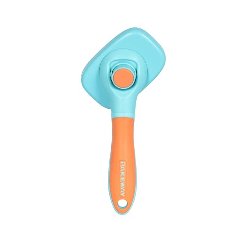 PAKEWAY 360° Rotatable Self-Cleaning Slicker Brush for Dogs Cats Pet Grooming Brush for Massage Shedding Fur Long Short Haired Deshedding Tool Removes Loose Undercoat Mats Tangled Hair(Blue/Orange)