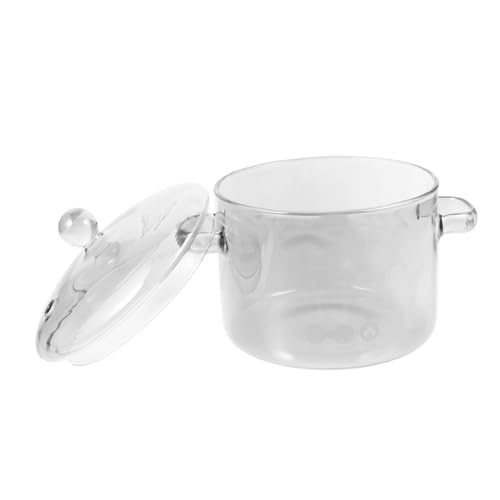 FUNOMOCYA Cacerola de Vidrio con Olla de Cocción Resistente Calor Cacerola de Doble Asa Cocinas de Inducción y Preparación Fideos