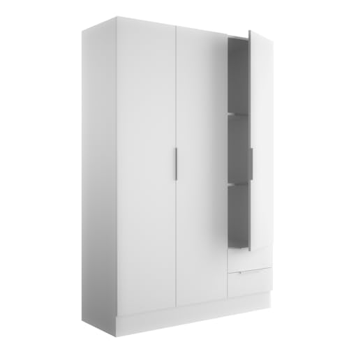 Yellowshop - Armadio mobile guardaroba 3 ante con 2 cassetti