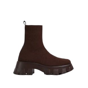 Womens Platform Sock Ankle Boots Womens Platform Lug Sole Ankle Boots Chunky Heel Elastic Slip On Booties Shoes