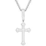 BDDCYWY Collar Cruzado para Hombres Mujeres 925 Pendientes Cruzados de Plata esterlina Hazado 18k Gold de Oro Blanco Diamante Diamante Cross Chain Chain Hip Hop Collar Collares Collares de cumpleaños