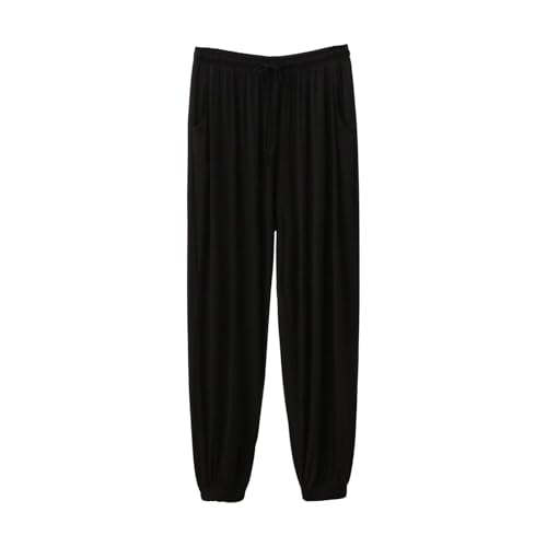GENEMEN Mens Yoga Pants Loose Joggers Sweatpants Home Trousers Lounging Bodybuilding Casual Pants (Black, XL)